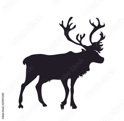 vector illustration deer lies, silhouette, vector