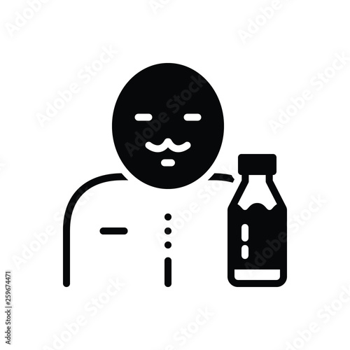 Black solid icon for milkman milk bottle