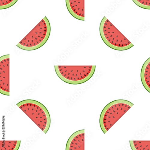 Fototapeta Naklejka Na Ścianę i Meble -  Seamless watermelon pattern. Cute green watermelon pattern. Vector illustration in flat style