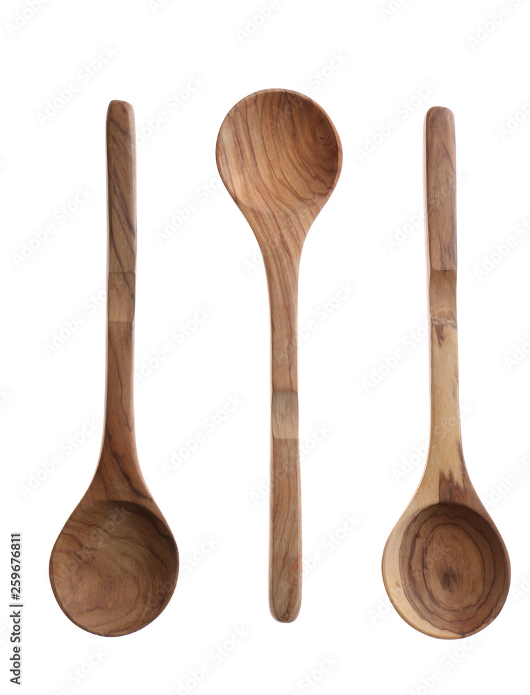 Wooden spoons on white background Wooden spoons on white background