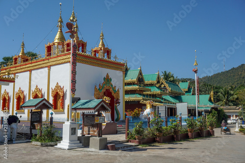 Beautiful landscape of ancient  temple in wat jongklang jongkham Temple,Meahongson, Thailand photo