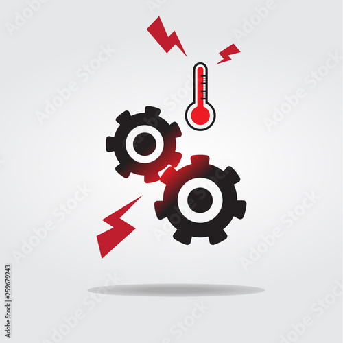 gears or cog overheating icon vector illustration Flat design style
