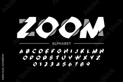 Fotografija Modern font design, zoom style alphabet letters and numbers