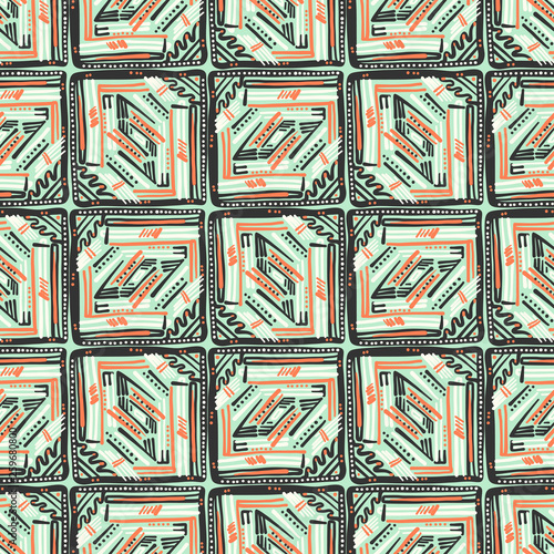 Abstract Ikat and boho style handcraft fabric pattern. Traditional Ethnic design for clothing and textile background, carpet or wallpaper