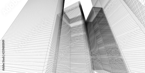 architecture abstract, 3d illustration