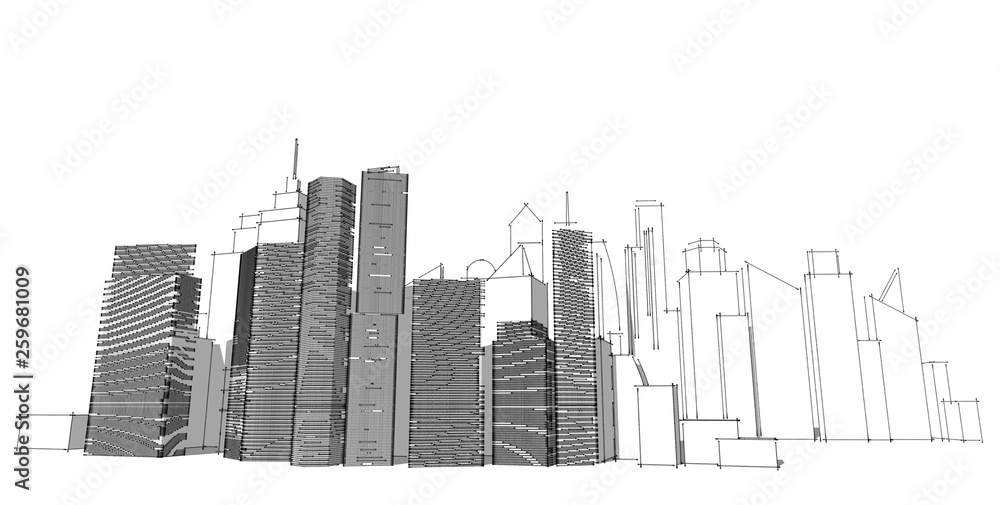 Fototapeta premium architecture abstract, 3d illustration