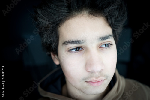 Teenage boy close up portrait