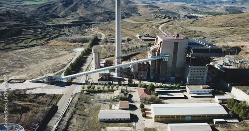 Closed thermal power plant in the village of Escucha. Spain photo