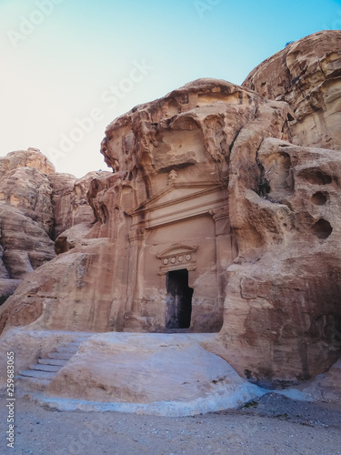 Cave dwellings in the canyon of Little Petra  Jordan  Middle East