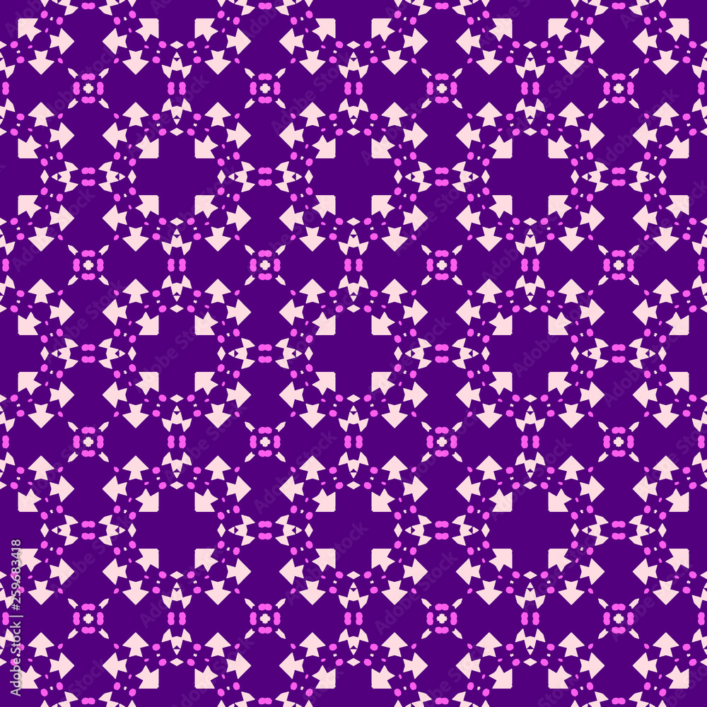 Moroccan seamless pattern. It combines Moorish, Arabic and a mix of Berber styles. Purple and violet tracery. Moroccan seamless pattern. It combines Moorish, Arabic and a mix of Berber styles. Purple and violet tracery.