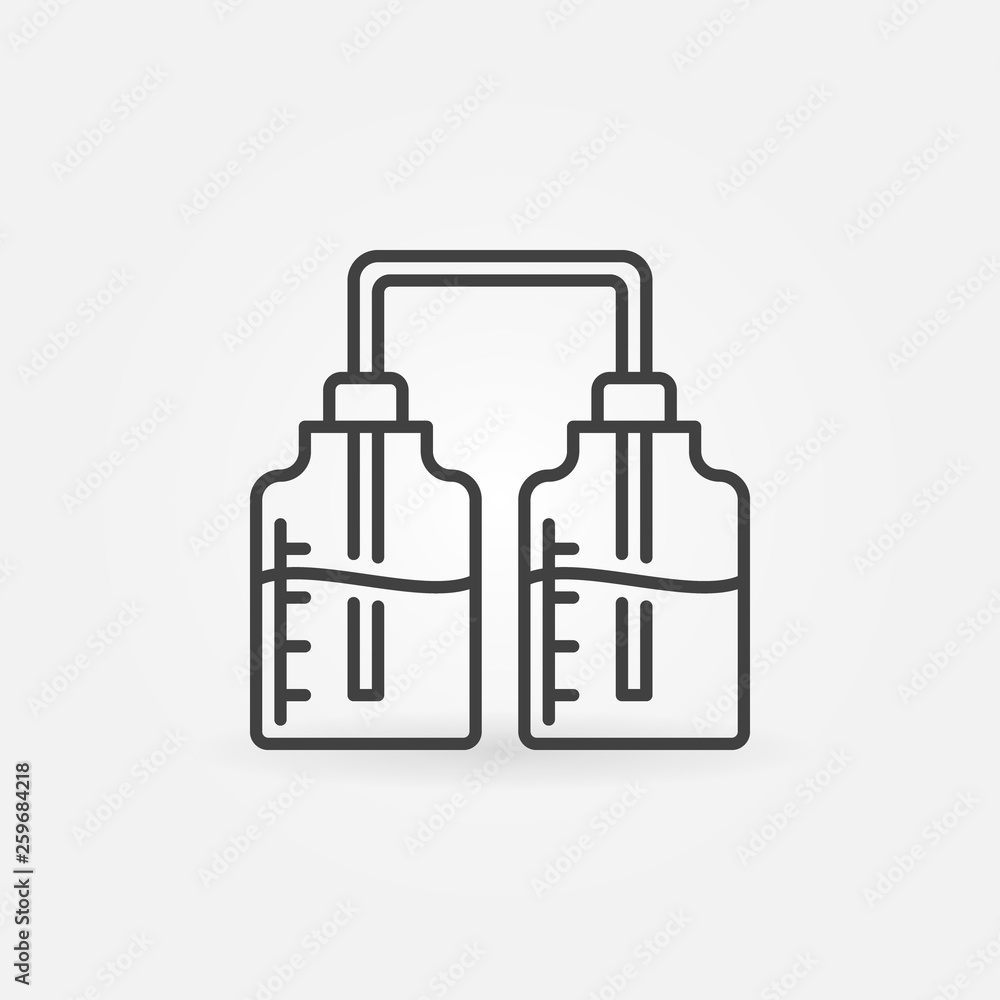 Connected chemistry bottles minimal icon. Vector glassware concept symbol in linear style Connected chemistry bottles minimal icon. Vector glassware concept symbol in linear style