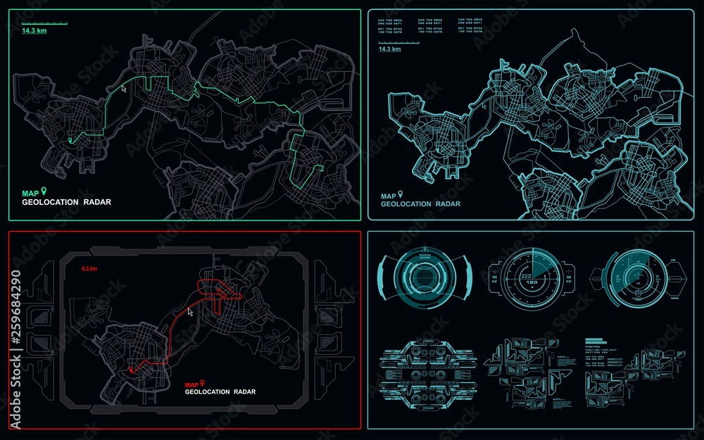 Navigate mapping technology dashboard GPS tracking map, showing ...