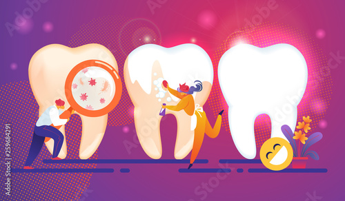 Dental Care Tiny People Characters Concept. Teeth.