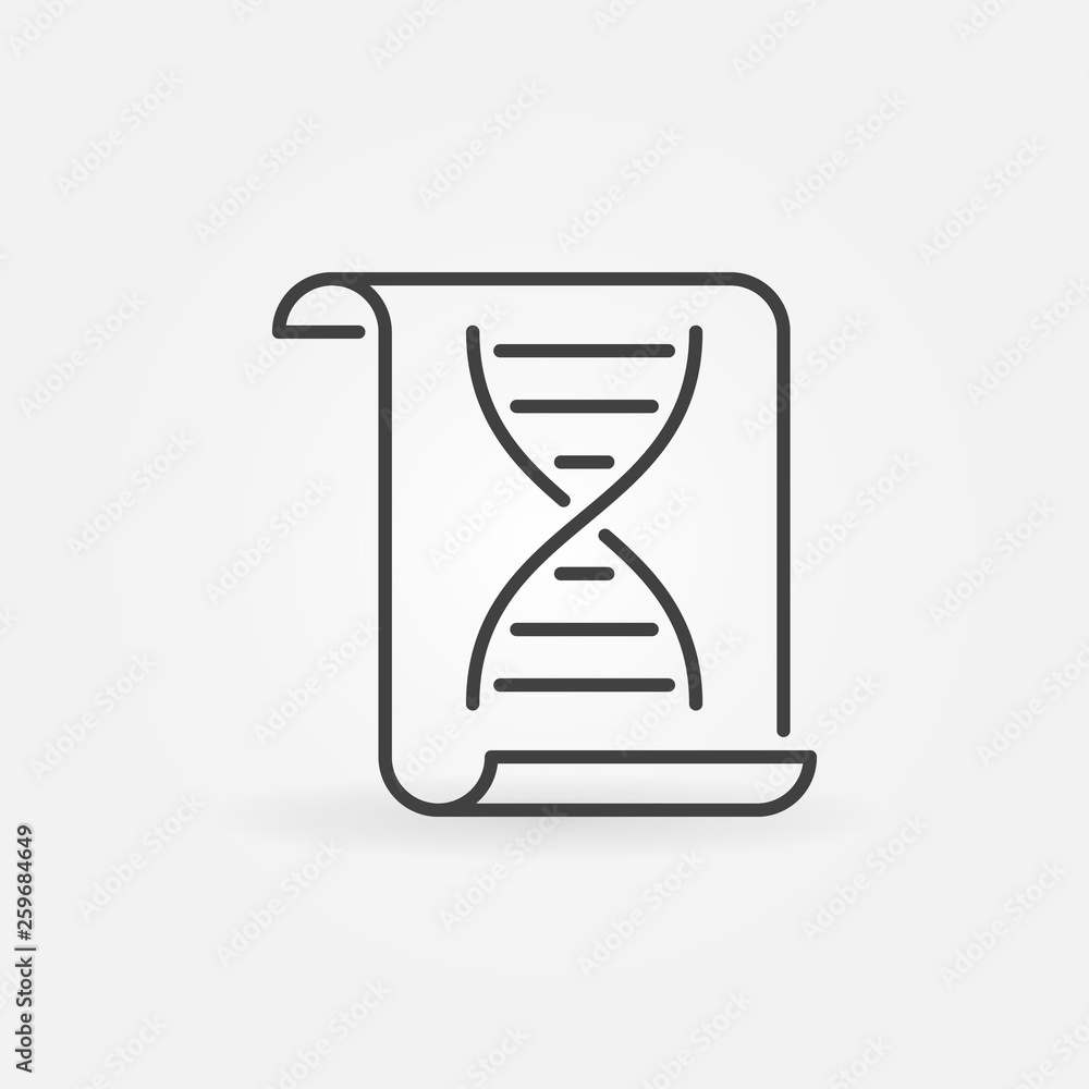 Document with DNA sign vector concept icon in thin line style Document with DNA sign vector concept icon in thin line style