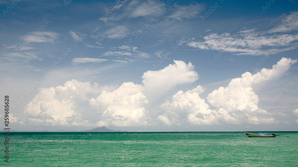Sky with white clouds over the Andaman Sea, Krabi Province, Thailand