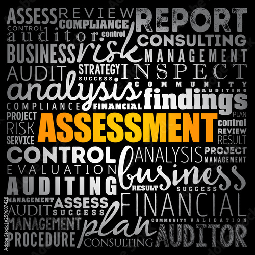 ASSESSMENT word cloud collage, business concept background