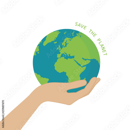 hand hold earth save the planet concept vector illustration EPS10