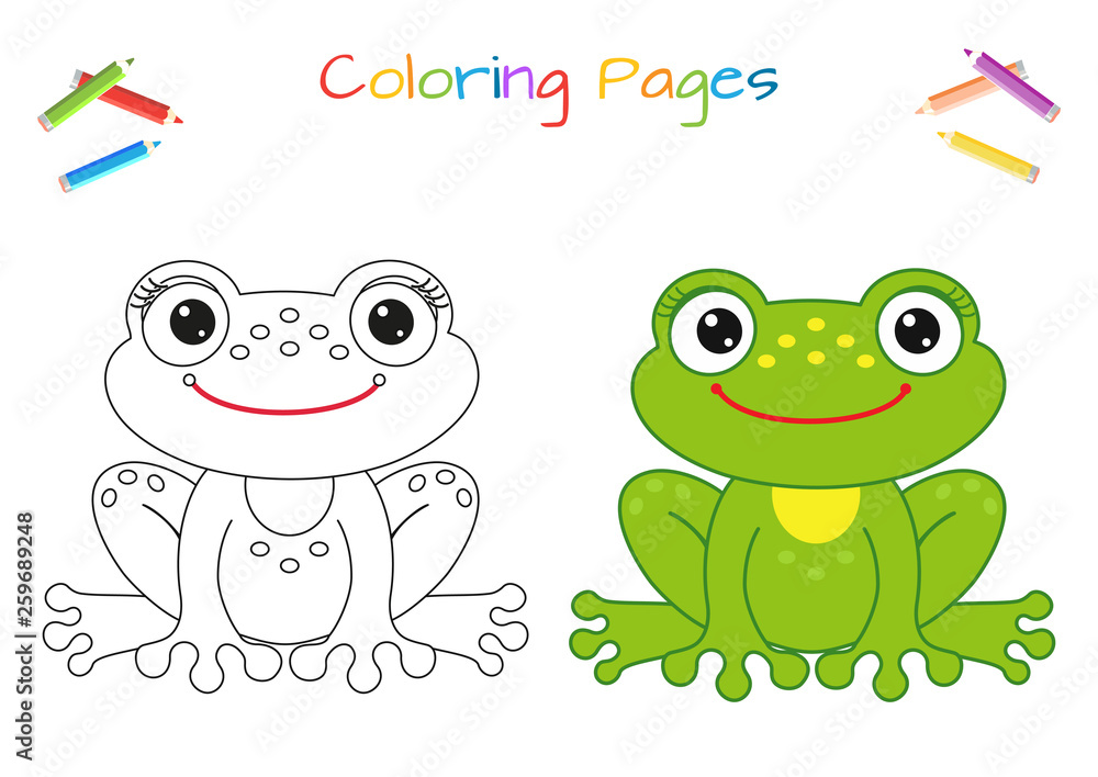 Funny little frog. Copy the picture. Coloring book. Educational game for children. Cartoon vector illustration Stock Vector | Adobe Stock Funny little frog. Copy the picture. Coloring book. Educational game for children. Cartoon vector illustration Stock Vector | Adobe Stock