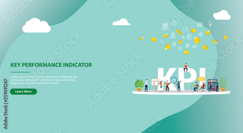 kpi key performance indicator concept website template banner design - vector