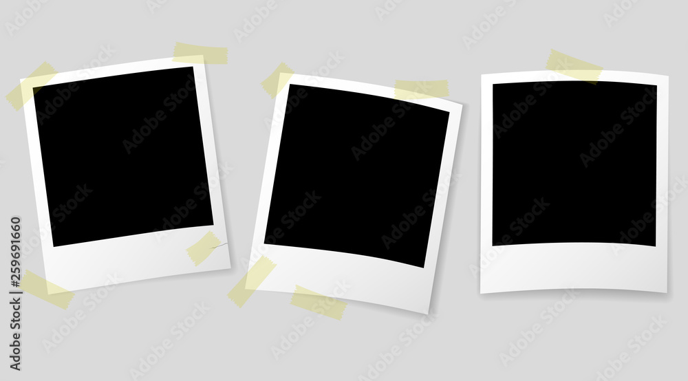old retro-style instant picture frames with semi-transparent shadows and adhesive tape old retro-style instant picture frames with semi-transparent shadows and adhesive tape