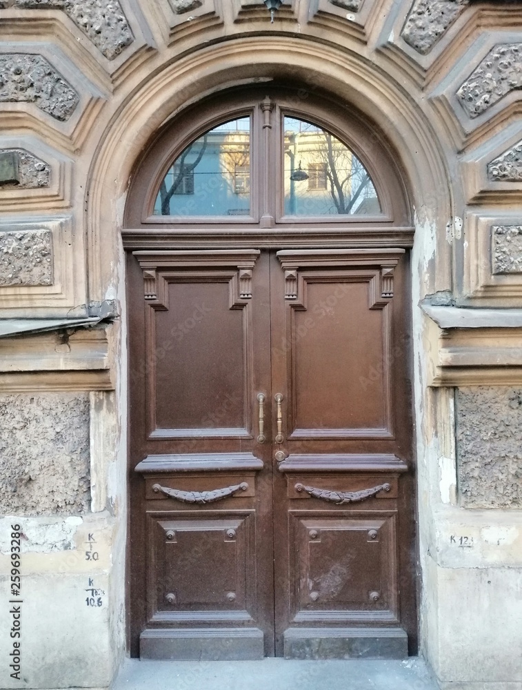 decoration wooden doors of the old building  