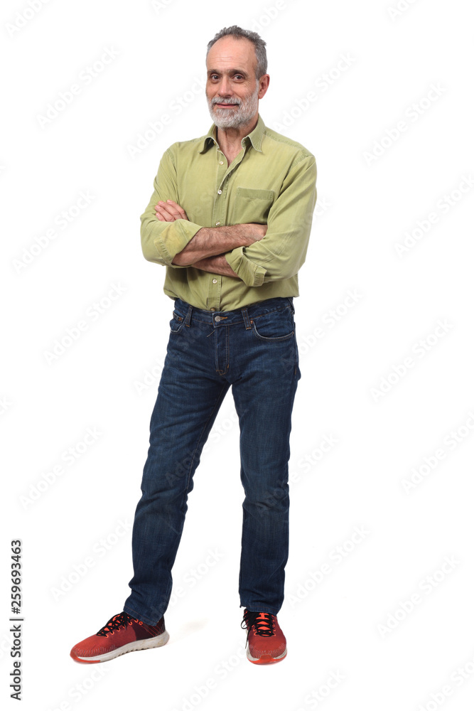 Fototapeta premium full portait of a man arms crossed on white background