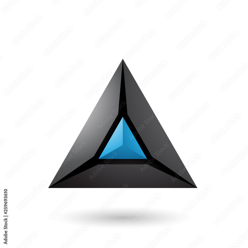 Black and Blue 3d Pyramid Icon Vector Illustration Black and Blue 3d Pyramid Icon Vector Illustration