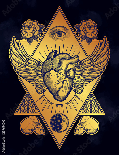 Decorative naturalistic heart in a sacred frame.
