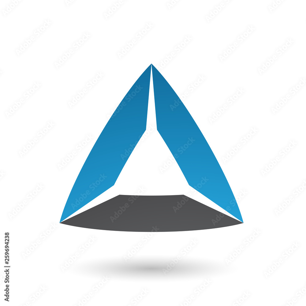 Fototapeta premium Blue and Black Triangle with Bowed Edges Vector Illustration