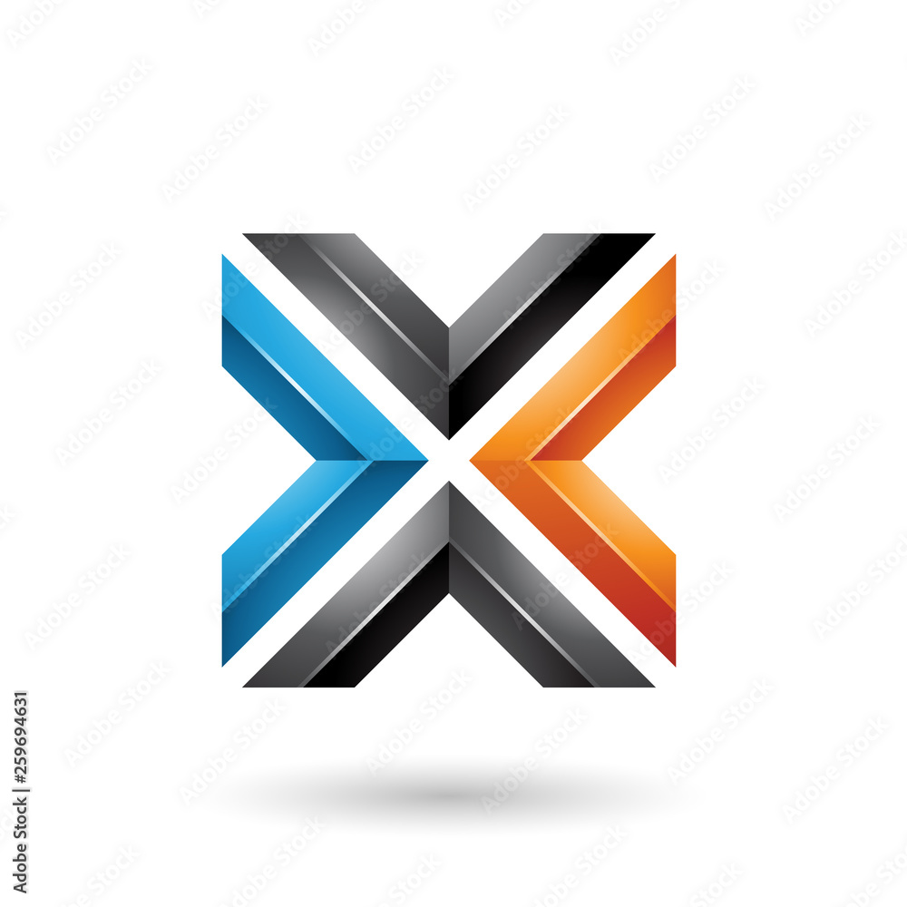 Blue Black and Orange Square Shaped Letter X Vector Illustration Blue Black and Orange Square Shaped Letter X Vector Illustration