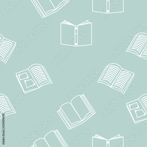 Quadro su tela open books outline Seamless pattern
