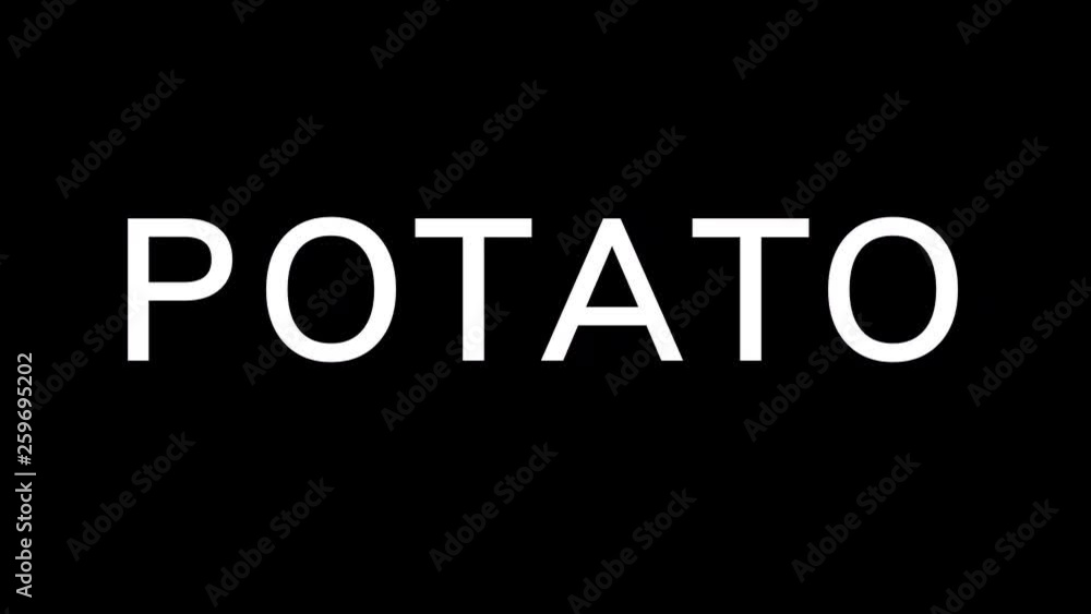From the Glitch effect arises vegetable POTATO. Then the TV turns off. Alpha channel Premultiplied - Matted with color black From the Glitch effect arises vegetable POTATO. Then the TV turns off. Alpha channel Premultiplied - Matted with color black
