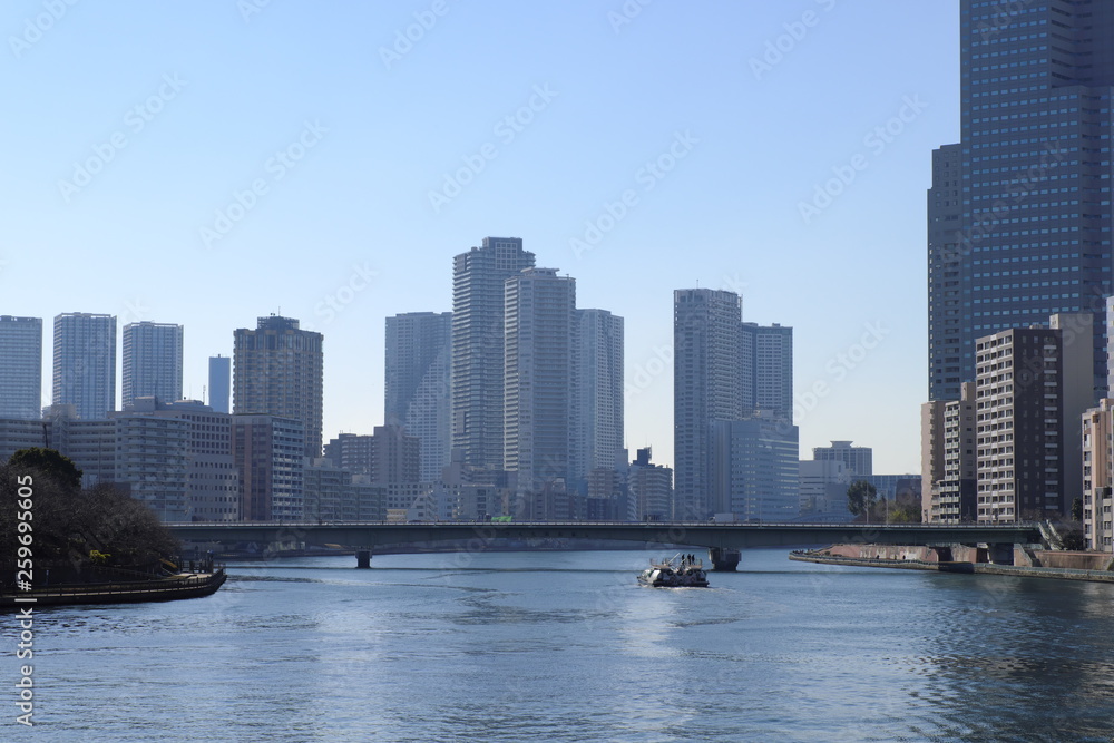 昼の隅田川佃大橋
