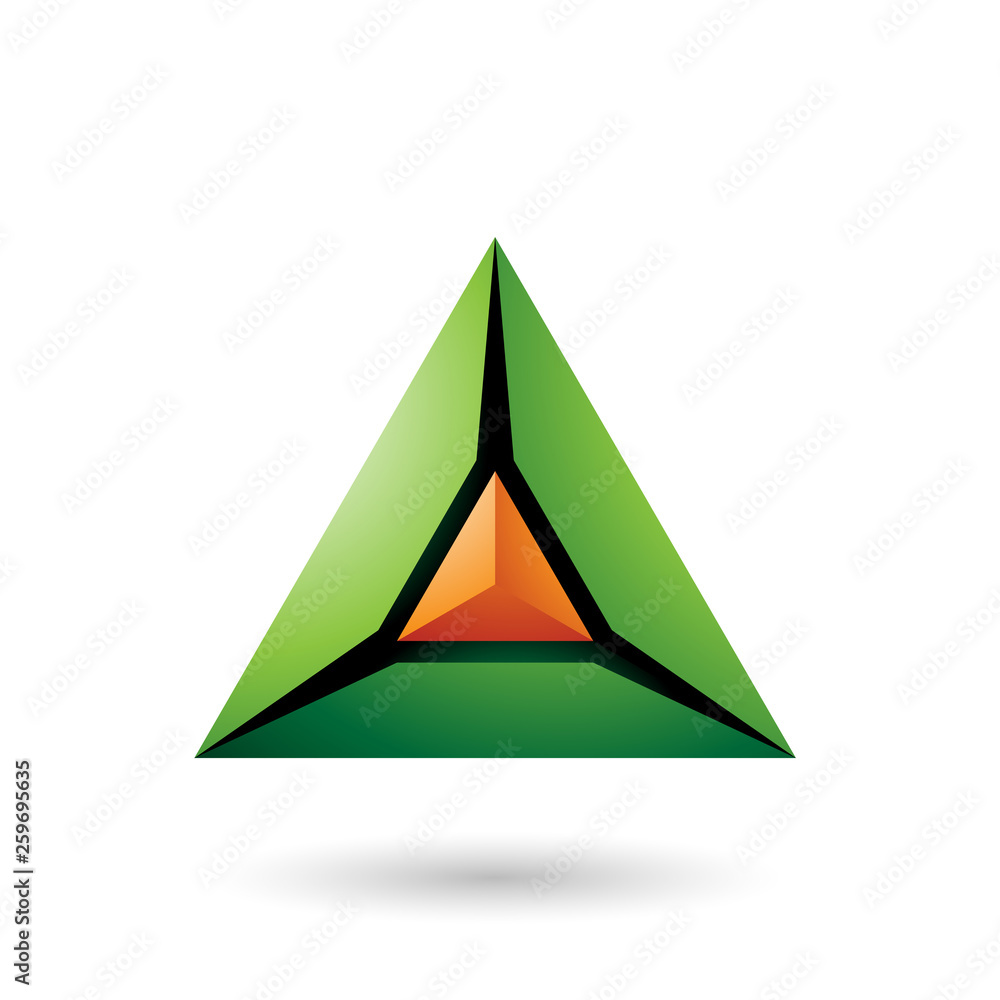 Green and Orange 3d Pyramid Icon Vector Illustration Green and Orange 3d Pyramid Icon Vector Illustration