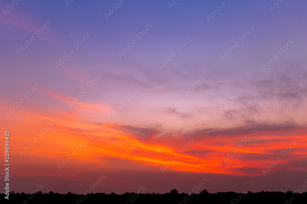 Beautiful sunset in twilight tone for background and concept