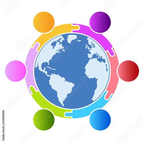 Graphic Wold group connection logo.people in the circle.logo team work 