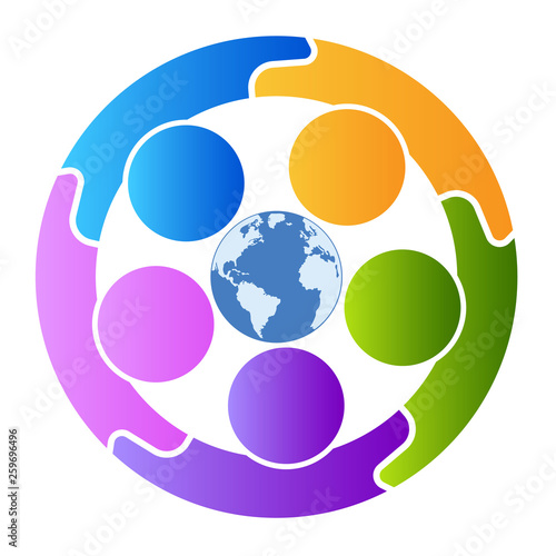  Graphic Wold group connection logo.people in the circle.logo team work 