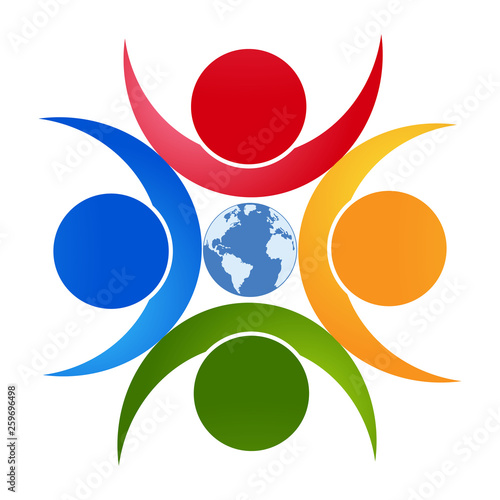  Graphic Wold group connection logo.people in the circle.logo team work 