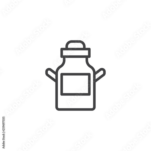 Aluminium milk can line icon. linear style sign for mobile concept and web design. Milk container outline vector icon. Farming, agriculture symbol, logo illustration. Pixel perfect vector graphics