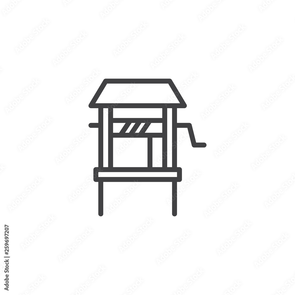 Water Well line icon. linear style sign for mobile concept and web design. Wood well outline vector icon. Agriculture symbol, logo illustration. Pixel perfect vector graphics Water Well line icon. linear style sign for mobile concept and web design. Wood well outline vector icon. Agriculture symbol, logo illustration. Pixel perfect vector graphics
