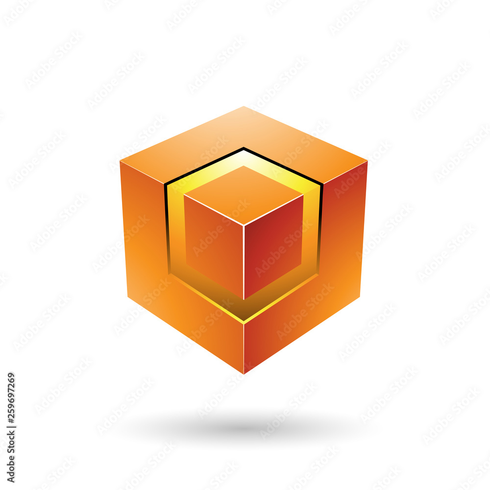 Orange Bold Cube with Glowing Core Vector Illustration Orange Bold Cube with Glowing Core Vector Illustration