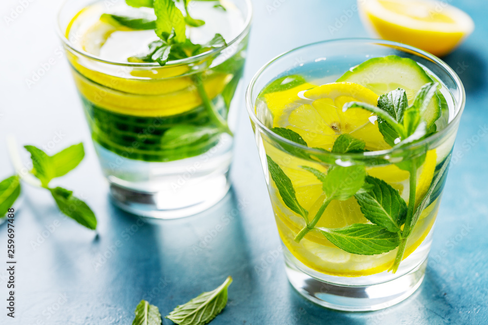 Infused healthy water drink in glasses Infused healthy water drink in glasses