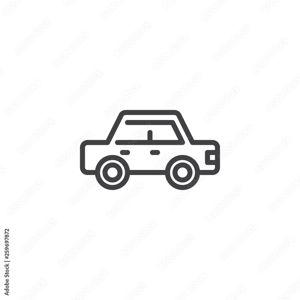 Automobile line icon. Vehicle linear style sign for mobile concept and web design. Car outline vector icon. Transportation symbol, logo illustration. Pixel perfect vector graphics