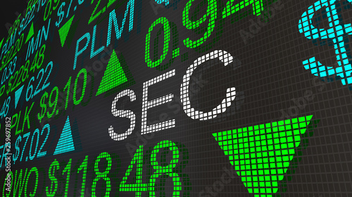 SEC Securities Exhchange Commission Stock Market Ticker 3d Illustration
