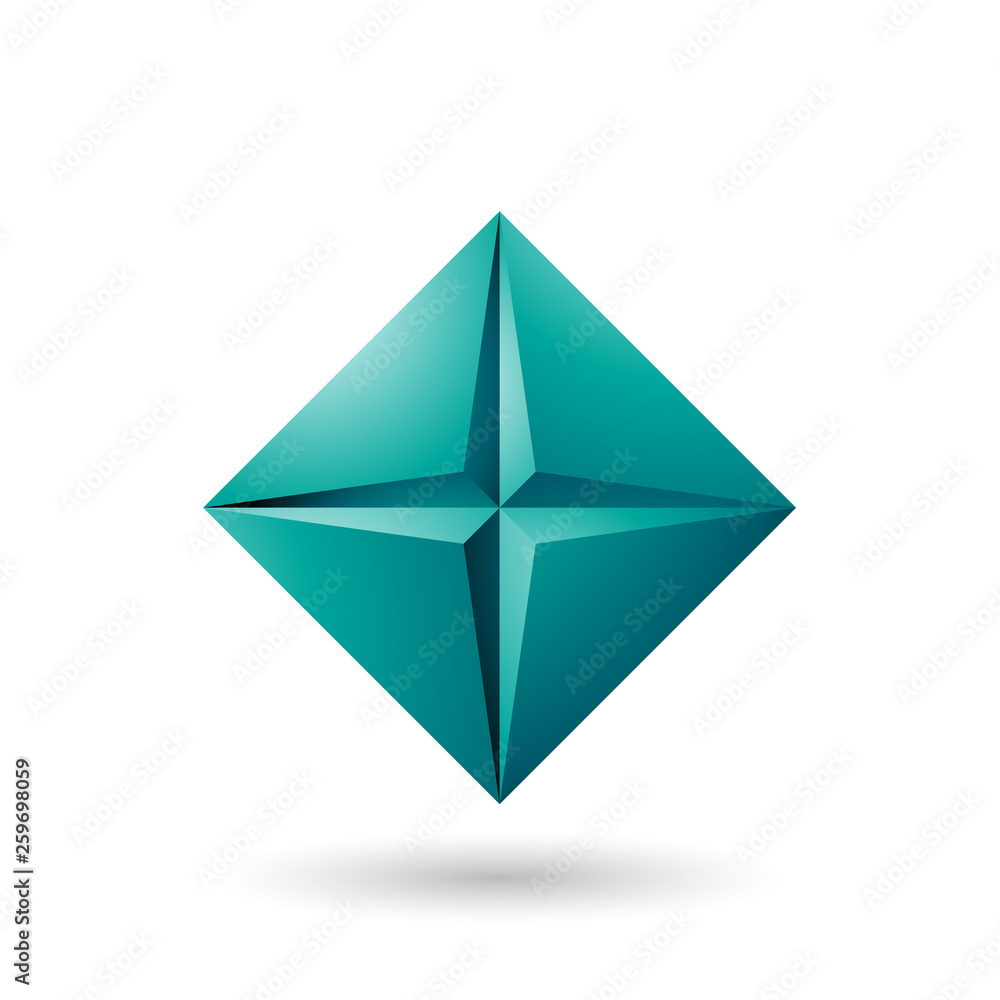 Persian Green Diamond Icon with a Star Shape Vector Illustration Persian Green Diamond Icon with a Star Shape Vector Illustration