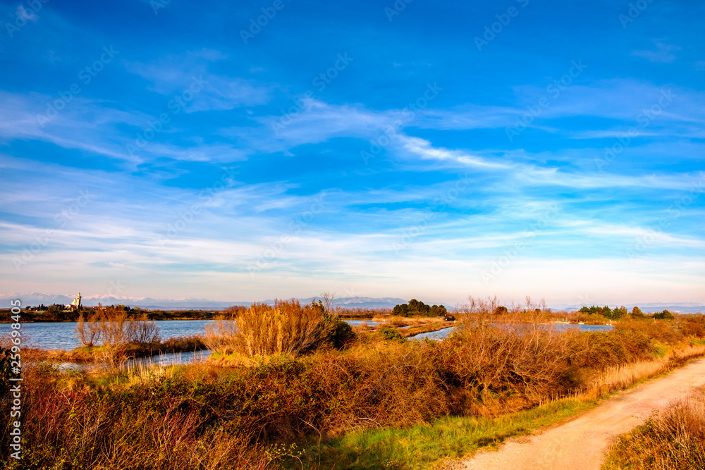 Fototapeta premium Spring sunset in the lagoon of Grado