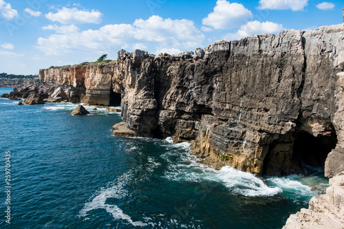 Beautiful aerial vibrant view of Boca Do Inferno, Hell's Mouth, Cascais, District of Lisbon, Portugal