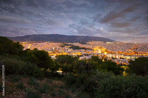 View from Lycabettus Hill in Athens  Greece.