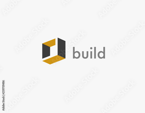 Creative logo abstract 3d cube for construction company