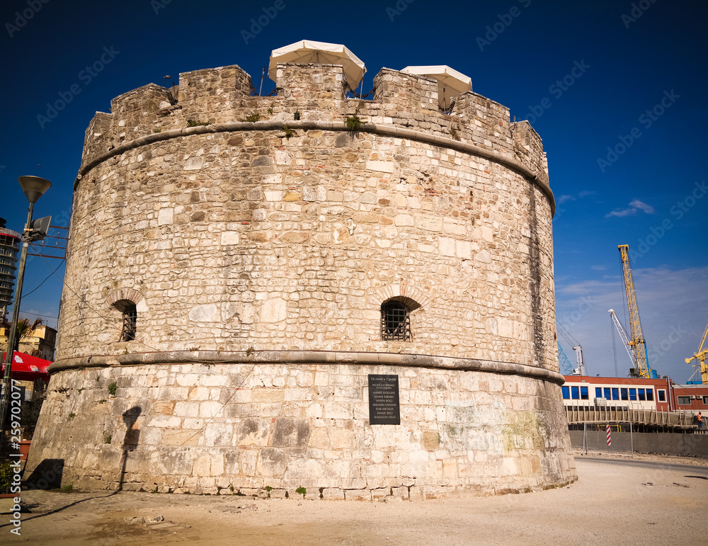 Exterior view to Venetian Tower in Durres , Albania